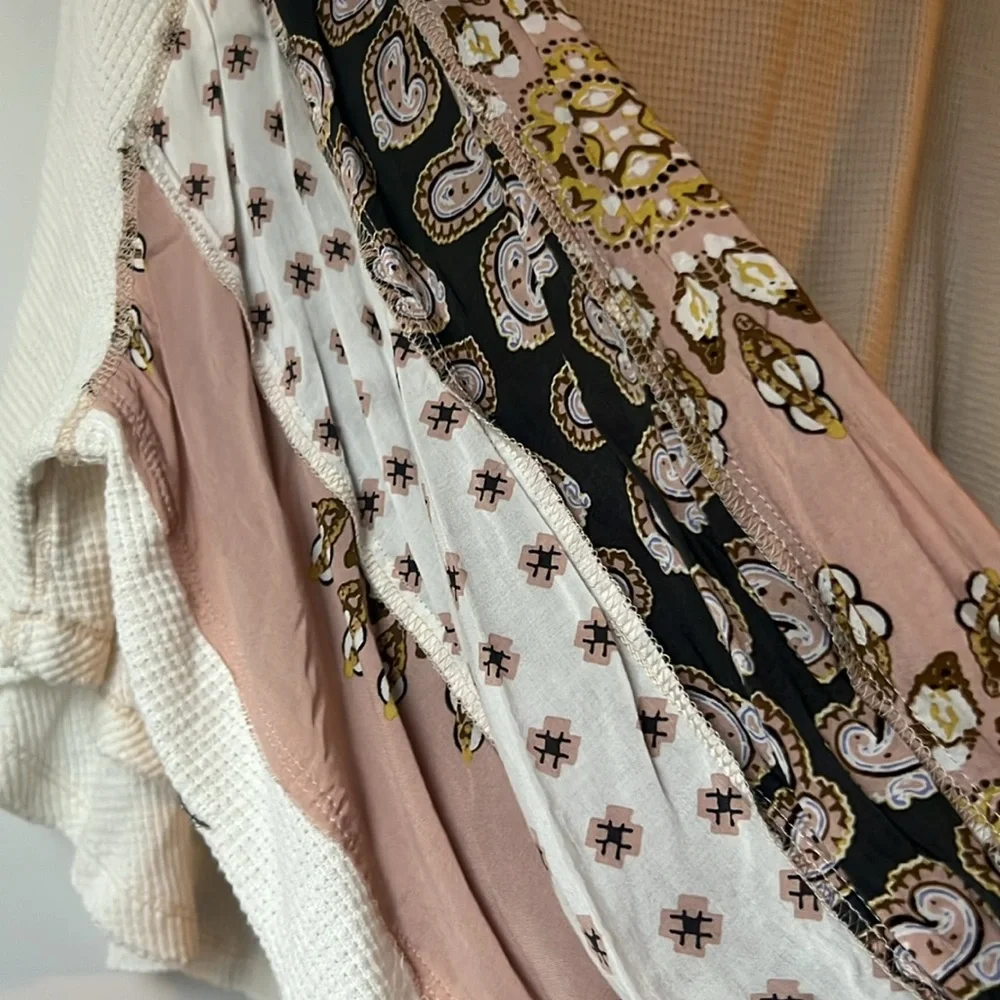 We The Free Waffle Knit Blouse with Fancy Baggy Sleeves- Size M - Picture 2 of 4
